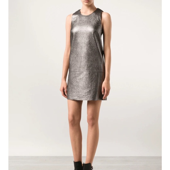 3.1 Phillip Lim Two-Tone Leather Shift Dress in Graphite. Size 2. - Picture 1 of 16